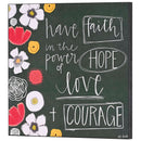 Dicksons Have Faith In The Power Of Hope And Love Floral Black and Red 12 x 12 Inch MDF Decorative Wall Sign Plaque