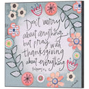 Dicksons Don't Worry Pray About Everything Floral Red and Grey 12 x 12 Inch MDF Decorative Wall Sign Plaque