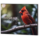 Dicksons His Grace Enough - 2 Corinthians 12:9 - Red Cardinal Bird - 14 x 11 Inch MDF Wood Block Sign for Tabletop or Wall
