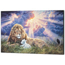 Dicksons Lion and Lamb Blue, Tan, and White 14 x 22 Inch Wood Decorative Wall Art Plaque