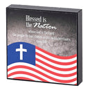 Dicksons Blessed Is The Nation He Has Chosen Red, White, and Blue 4 x 4 Inch MDF Decorative Wall Tabletop Sign Plaque