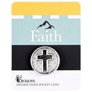 Dicksons Mustard Seed Faith Brushed Silver Tone 1 Inch Diameter Zinc Alloy Double Sided Pocket Stone