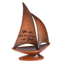 Dicksons Be Still and Know That I Am God Woodgrain 8.5 x 5.2 Resin Decorative Collectible Figurine Sailboat Statue