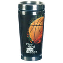 Dicksons Play Hard Pray Harder Basketball Firey Streak Motivational Multicolor 16 Ounce Stainless Steel Travel Mug Tumbler