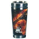 Dicksons Play Hard Pray Harder Football Firey Streak Motivational Multicolor 16 Ounce Stainless Steel Travel Mug Tumbler