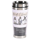 Dicksons The Life Of Christ White, Tan, and Black 16 Ounce Stainless Steel Travel Tumbler