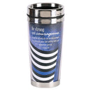 Dicksons Be Strong and Courageous Blue and Black 16 Ounce Stainless Steel Travel Tumbler