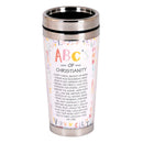 Dicksons ABC's Of Christianity Silver And White 16 Ounce Stainless Steel Travel Mug Tumbler With Screw On Sliding Lid