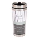 Dicksons Hard Days He Will Help You And Protect You White, Black, And Silver 16 Ounce Stainless Steel Travel Mug Tumbler With Screw On Sliding Lid
