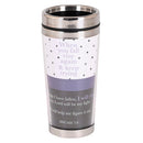 Dicksons When You Fall Rise Again And Keep Trying White, Purple, And Silver 16 Ounce Stainless Steel Travel Mug Tumbler With Screw On Sliding Lid