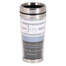 Dicksons Joy/Trust In Him Dance White, Black, And Pastel Blue 16 Ounce Stainless Steel Travel Mug Tumbler With Screw On Sliding Lid