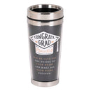 Dicksons Congrats Grad May He Give You The Desire Of Your Heart Black, White, And Gold 16 Ounce Stainless Steel Travel Mug Tumbler With Screw On Sliding Lid