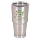 Dicksons Be Kind Silver And Green 30 Ounce 18/8 Stainless Steel Travel Mug Tumbler With Screw On Sliding Lid