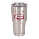 Dicksons I Am Weak But My God Is Strong/Philippians 4:13 Silver And Red 30 Ounce 18/8 Stainless Steel Travel Mug Tumbler With Screw On Sliding Lid
