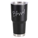 Dicksons Blessed Black and Silver Tone 30 Ounces Stainless Steel Travel Tumbler