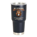 Dicksons Lion Be Strong Courageous - Joshua 1:9-8 Inch - 30 Ounce Black Stainless Steel and Plastic Insulated Travel Mug with Lid