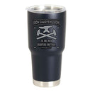 Dicksons Iron Sharpens Iron - Proverbs 27:17-8 Inch - 30 Ounce Black Stainless Steel and Plastic Insulated Travel Mug with Lid