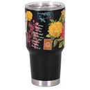 Dicksons Inspirational Christian Travel Tumbler Cup, Hot or Iced Beverage, 30 Ounce Stainless Steel With Sliding Lid Vintage Butterfly Floral Black