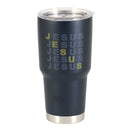 Dicksons Jesus Navy Blue and Yellow 30 Ounce Stainless Steel Travel Tumbler