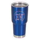 Dicksons Trust Me On This One Lean Not On Your Own Understanding Blue 30 Ounce 18/8 Stainless Steel Travel Mug Tumbler With Screw On Sliding Lid