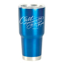 Dicksons Cast All Your Cares - 1 Peter 5:7-8 Inch - 30 Ounce Blue Stainless Steel and Plastic Insulated Travel Mug with Lid