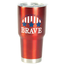 Dicksons Free Because Of The Brave Stars And Stripes Cherry Red 30 Ounce Stainless Steel Travel Mug Drink Hot Cold Tumbler