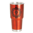 Dicksons Black Cross On Red 30 ounce Stainless Steel Travel Tumbler