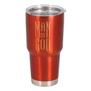 Dicksons Man Of God Be Strong In His Mighty Power Cherry Red 30 Ounce 18/8 Stainless Steel Travel Mug Tumbler With Screw On Sliding Lid
