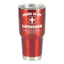 Dicksons Jesus Is My Lifeguard - 2 Thessalonians 3:3-8 Inch - 30 Ounce Red Stainless Steel and Plastic Insulated Travel Mug with Lid