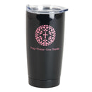 Dicksons Pink Cross 20 ounce Stainless Steel Travel Tumbler Mug with Lid, Pray Praise Give Thanks