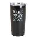 Dicksons Black 20 ounce Stainless Steel Travel Tumbler Mug with Lid, Wake Pray Slay