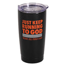 Dicksons Just Keep Running To God When All Feels Lost Black 20 Ounce 18/8 Stainless Steel Travel Mug Tumbler With Screw On Sliding Lid