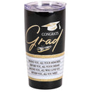 Dicksons Congrats Grad - 20 Ounce Black and Gold Stainless Steel and Plastic Insulated Travel Mug with Lid