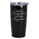 Dicksons God Is Everywhere - So Pray Anywhere - 20 Ounce Black and White Stainless Steel and Plastic Insulated Travel Mug with Lid