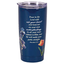 Dicksons Inspirational Christian Travel Tumbler Cup, Hot or Iced Beverage, 20 Ounce Stainless Steel With Sliding Lid Floral Scriptures
