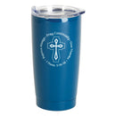 Dicksons Cobalt Blue 20 ounce Stainless Steel Travel Tumbler, Rejoice Always Pray Continually Give Thanks