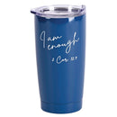 Dicksons Bright Blue and White 20 Ounces Stainless Steel Travel Tumbler Mug with Lid, I Am Enough