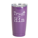 Dicksons Purple 20 ounce Stainless Steel Travel Tumbler Mug with Lid, Trust In Him