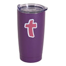 Dicksons Cross Graphic Purple 20 Ounce 18/8 Stainless Steel Travel Mug Tumbler With Screw On Sliding Lid