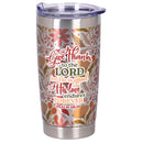 Dicksons Inspirational Christian Travel Tumbler Cup, Hot or Iced Beverage, 20 Ounce Stainless Steel With Sliding Lid Give Thanks to the Lord