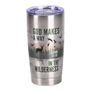 Dicksons Inspirational Christian Travel Tumbler Cup, Hot or Iced Beverage, 20 Ounce Stainless Steel With Sliding Lid Deer God Makes a Way