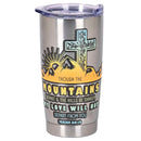 Dicksons Inspirational Christian Travel Tumbler Cup, Hot or Iced Beverage, 20 Ounce Stainless Steel With Sliding Lid Cross Though the Mountains
