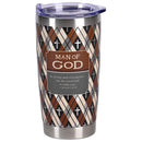Dicksons Inspirational Christian Travel Tumbler Cup, Hot or Iced Beverage, 20 Ounce Stainless Steel With Sliding Lid Man of God