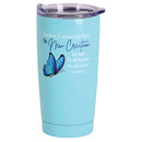 Dicksons Butterfly - Christ The New Creation - 2 Corinthians 5:17-20 Ounce Sky Blue Stainless Steel and Plastic Insulated Travel Mug with Lid