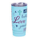 Dicksons Inspirational Christian Travel Tumbler Cup, Hot or Iced Beverage, 20 Ounce Stainless Steel With Sliding Lid Words of Faith