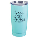 Dicksons I Can Do All Things Teal 20 ounces Stainless Steel Travel Tumbler
