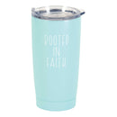 Dicksons Teal 20 Ounce Stainless Steel Travel Tumbler Mug with Lid, Rooted In Faith