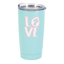 Dicksons Teal and Pink Dot 20 Ounce Stainless Steel Travel Tumbler Mug with Lid, Love