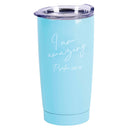 Dicksons Sky Blue and White 20 Ounces Stainless Steel Travel Tumbler Mug with Lid, I Am Amazing
