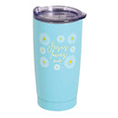 Dicksons Jesus Loves Me Sky Blue 20 Ounce 18/8 Stainless Steel Daises Travel Mug Tumbler With Screw On Sliding Lid